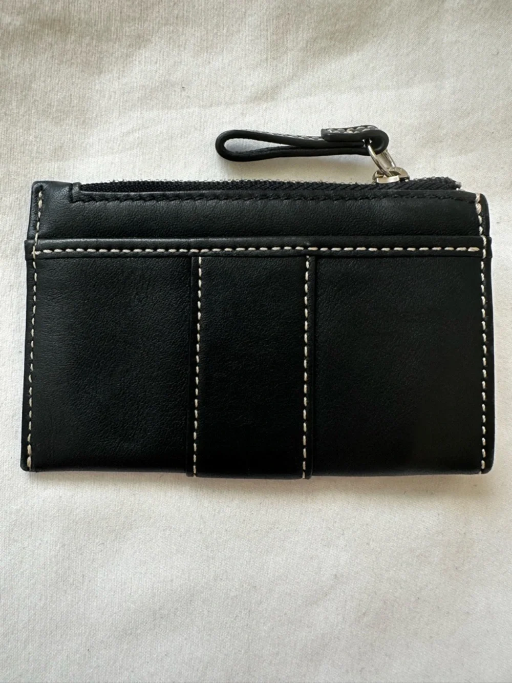 Coach Black Leather Skinny ID Card Case Keychain Small Wallet